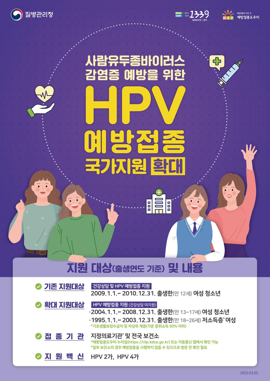 22년 HPV예방접종 포스터