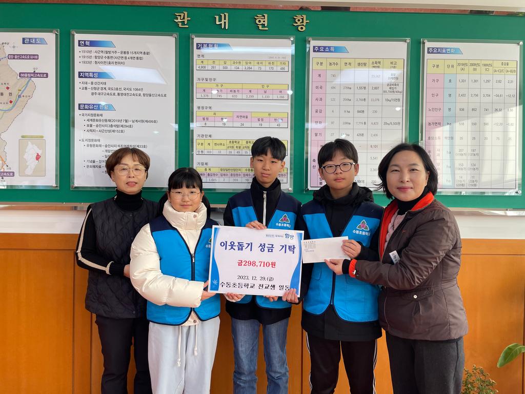 함양 수동초등학교 학생·교직원 이웃돕기 성금 기탁
